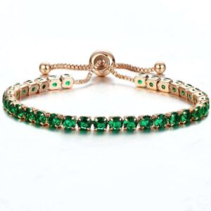 Rose gold plated emerald tennis bracelet