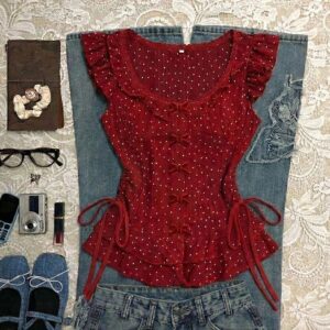 Vintage inspired polka dot blouse